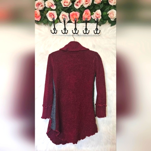 Feelings Asymmetrical Cowl Neck Marled Knit Mini Tunic Dress - Picture 5 of 8